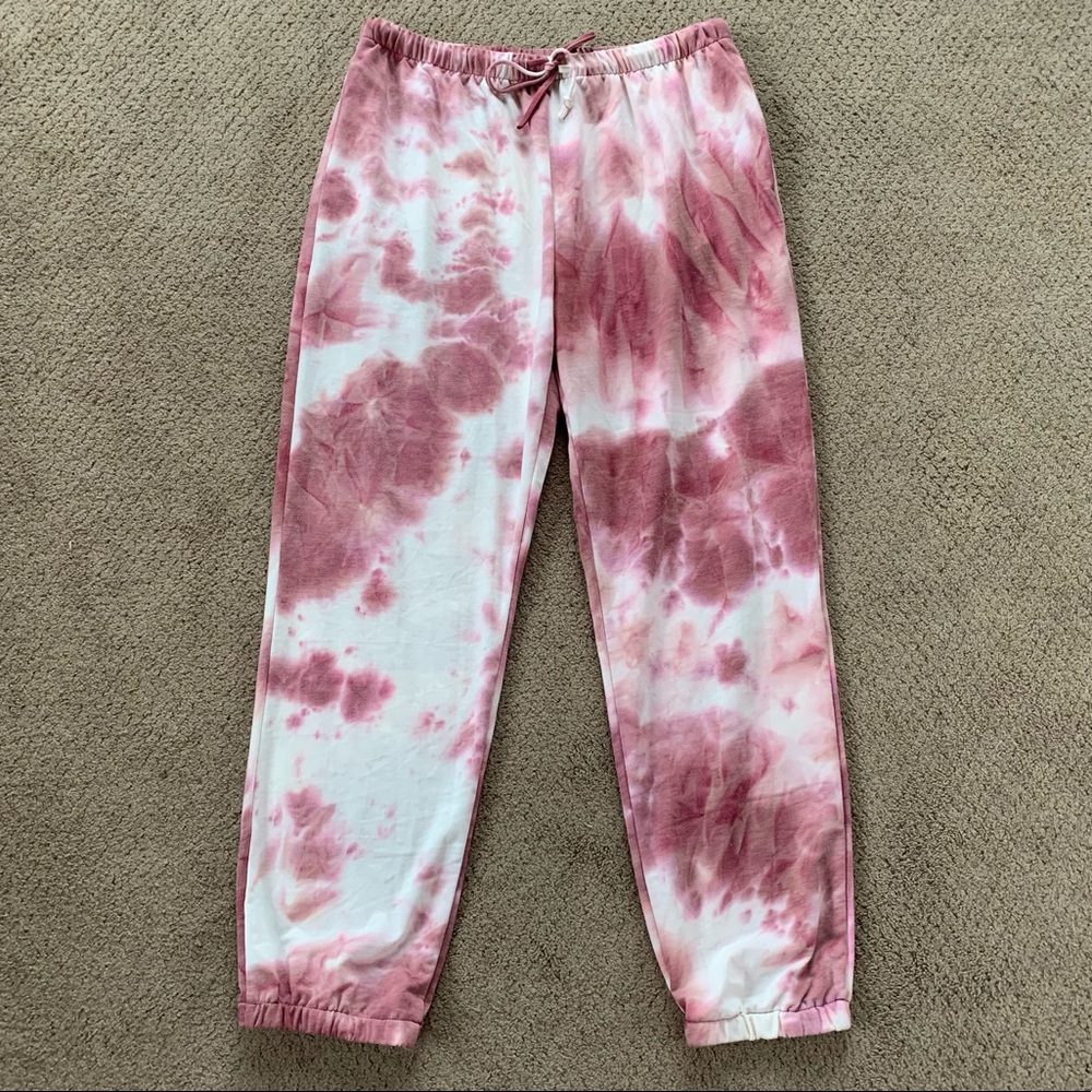 Tie Dyed Sweatpants Pink/Wine Colored